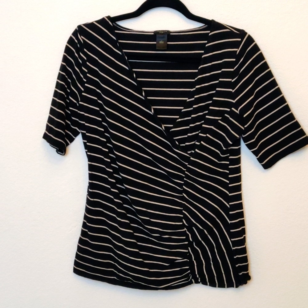 Black and White Striped Women's Top